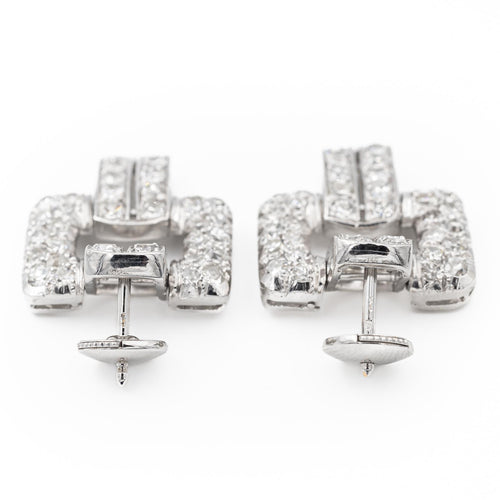 Boucles d'oreilles Art déco - Boucles d’oreilles en platine et or blanc avec diamants 58 Facettes 1352343CN