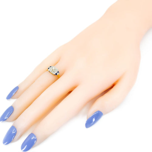Bague 55 Bague Art déco en or 18 carats, diamants et saphirs 58 Facettes E919E52DD17F4A4997D032EB7C9EE3FA