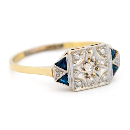 Bague 55 Bague Art déco en or 18 carats, diamants et saphirs 58 Facettes E919E52DD17F4A4997D032EB7C9EE3FA