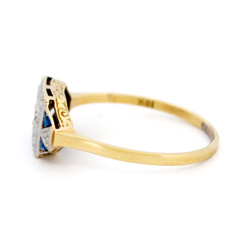 Bague 55 Bague Art déco en or 18 carats, diamants et saphirs 58 Facettes E919E52DD17F4A4997D032EB7C9EE3FA