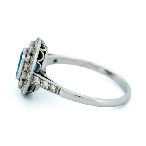 Bague 55.5 Bague Art déco - Platine, saphir ovale et diamants 58 Facettes BE68B24A4C894F3E8BE652F8855483A5
