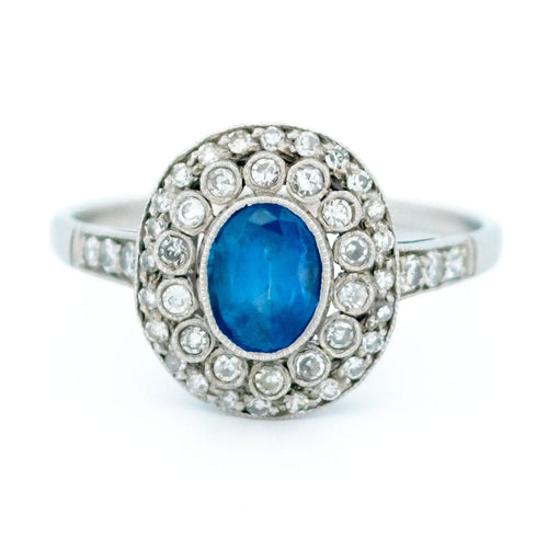 Bague 55.5 Bague Art déco - Platine, saphir ovale et diamants 58 Facettes BE68B24A4C894F3E8BE652F8855483A5