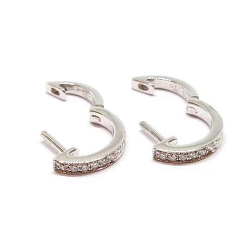 Boucles d'oreilles Boucles d'oreilles créoles or blanc diamants 58 Facettes