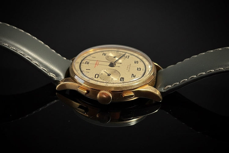 Montre Chronographe suisse - Montre en or jaune 18K, cadran blanc 38 mm 58 Facettes