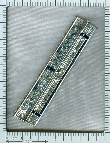 Broche Broche barrette Art déco en platine, diamants et saphirs cabochon 58 Facettes 14119-0007