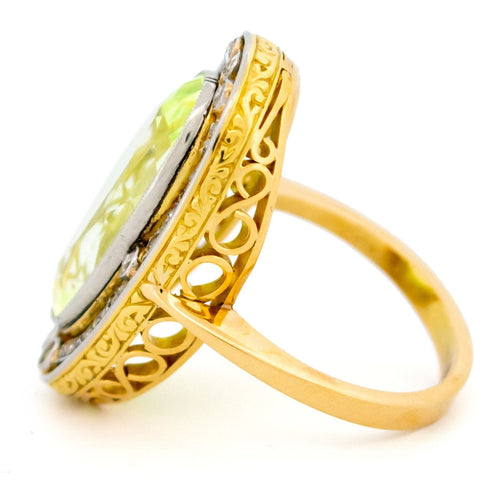 Bague 57 Bague cluster Art déco en or jaune 14k et platine, spinelle et diamants 58 Facettes 6F8F1FBB2B0042358917E69756857F53