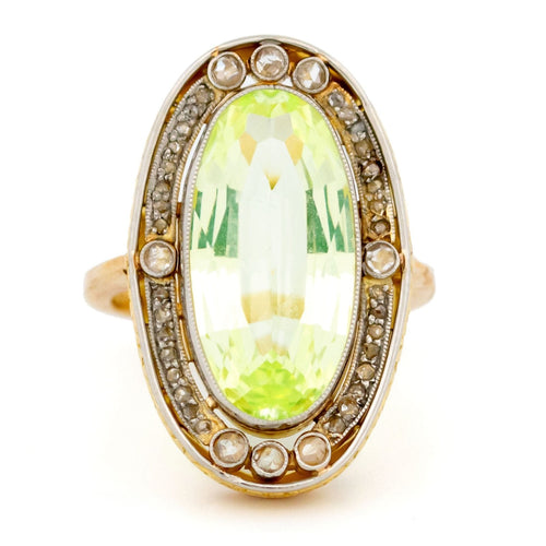 Bague 57 Bague cluster Art déco en or jaune 14k et platine, spinelle et diamants 58 Facettes 6F8F1FBB2B0042358917E69756857F53