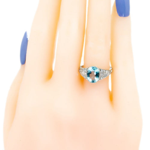 Bague 55.5 Bague en platine avec aigue-marine et diamants 58 Facettes 8CC48577AEF742F9803A387625EB06B3
