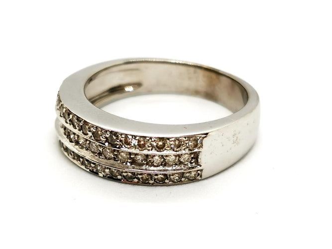 Bague 55 Bague en or blanc 18 carats sertie de diamants 58 Facettes 1430573CN