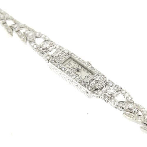 Montre Marvin - Montre Art déco en or blanc 18 carats et diamants 58 Facettes 14538