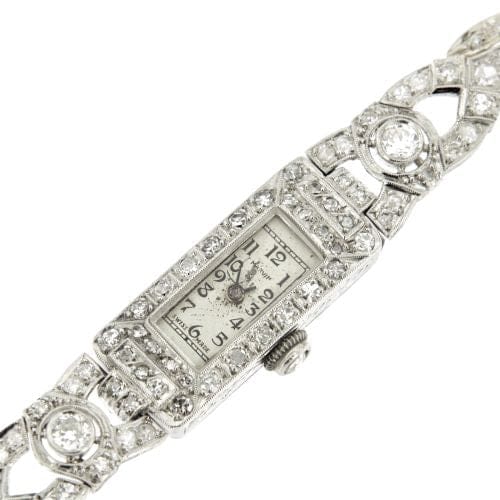 Montre Marvin - Montre Art déco en or blanc 18 carats et diamants 58 Facettes 14538