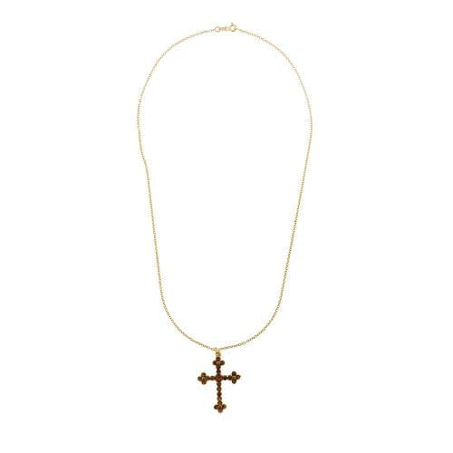 Collier Collier - Croix en or jaune 18 carats et grenats naturels 58 Facettes 14894