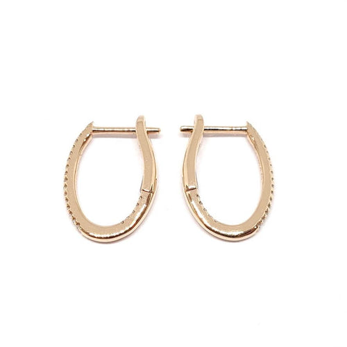 Boucles d'oreilles Créoles ovales diamants or rose 58 Facettes