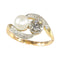 Bague 52 Bague toi et moi Belle Époque en or bicolore 14K, diamants et perle 58 Facettes 15104-0064