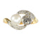 Bague 52 Bague toi et moi Belle Époque en or bicolore 14K, diamants et perle 58 Facettes 15104-0064