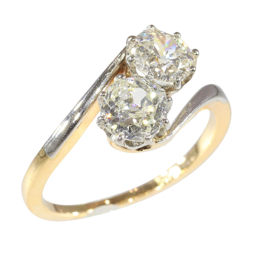 Bague 55 Bague « Toi et Moi » Belle Époque en or rouge 14K et diamants 58 Facettes 15181-0103