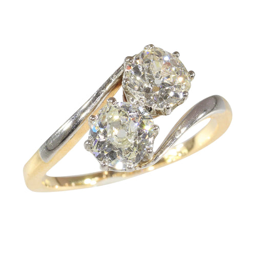 Bague 55 Bague « Toi et Moi » Belle Époque en or rouge 14K et diamants 58 Facettes 15181-0103