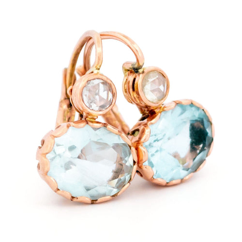 Boucles d'oreilles Boucles d'oreilles pendantes en or jaune 14 carats, aigue-marine et diamants 58 Facettes C3ABF0FCD0394F8EB9076AACE3284A70