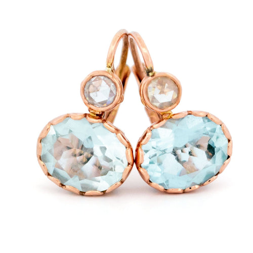 Boucles d'oreilles Boucles d'oreilles pendantes en or jaune 14 carats, aigue-marine et diamants 58 Facettes C3ABF0FCD0394F8EB9076AACE3284A70