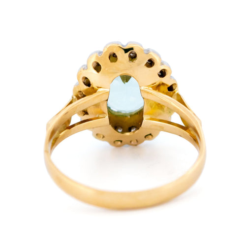 Bague 54.5 Bague grappe en or jaune 18 k, aigue-marine et diamants 58 Facettes E712C420332A4B61B242A174B74796B1