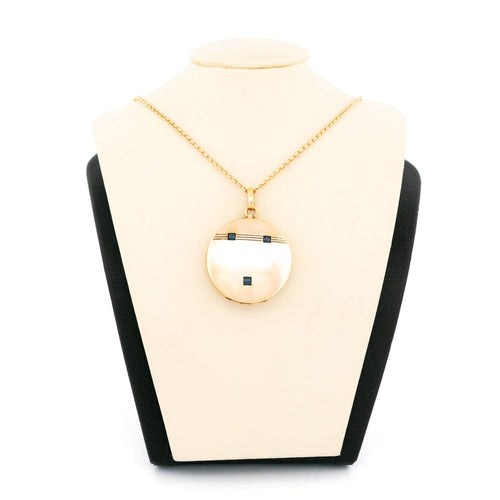 Pendentif Médaillon rond en or 14 carats et saphirs 58 Facettes 2537BEAE60DB490AAF0183D2B5C96B45