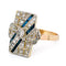 Bague 54 Bague Art déco rectangulaire en or 14 carats, diamants et saphirs Verneuil 58 Facettes 39757C88308E4D9A8A49537BA9C59308