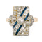 Bague 54 Bague Art déco rectangulaire en or 14 carats, diamants et saphirs Verneuil 58 Facettes 39757C88308E4D9A8A49537BA9C59308