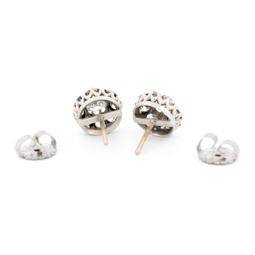 Boucles d'oreilles Boucles d’oreilles en grappe de diamants taille ancienne en or blanc 14 carats 58 Facettes A93D9F812E6945BE82150038FE133FDF