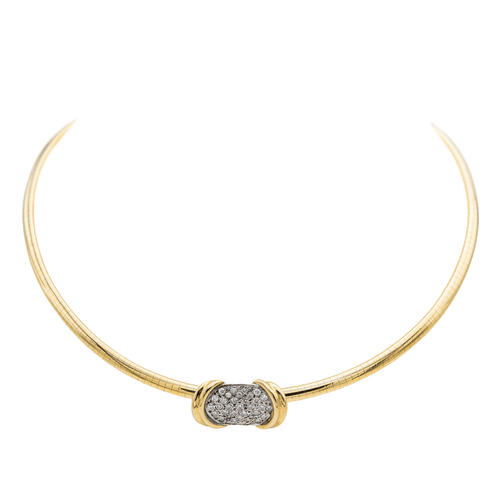 Collier Collier maille oméga en or jaune et blanc 18 carats avec diamants 58 Facettes 1597906CN