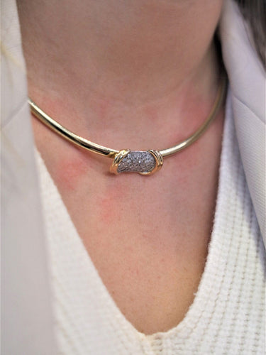 Collier Collier maille oméga en or jaune et blanc 18 carats avec diamants 58 Facettes 1597906CN