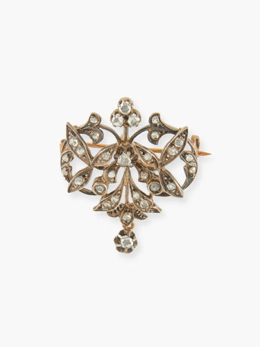 Broche Broche feuillage sertie de diamants en or jaune 18k et argent 58 Facettes 170007