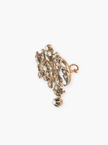 Broche Broche feuillage sertie de diamants en or jaune 18k et argent 58 Facettes 170007