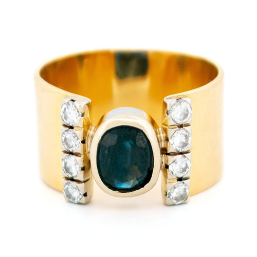 Bague 60 Bague en or jaune 18 carats avec saphir et diamants 58 Facettes D50E95EF82E04E438AFB11433201E0E8
