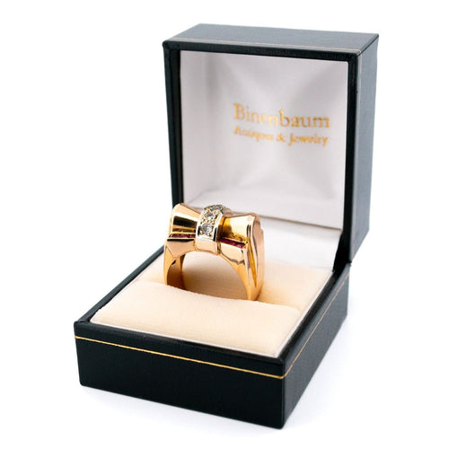 Bague 58 Bague tank rétro en or 14 carats avec diamants et rubis synthétiques 58 Facettes 8260FCE5C9254FA884D5937C3D2A0727