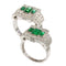 Bague 54 Paire de bagues vintage en platine et argent, émeraudes et diamants 58 Facettes 16281-0017
