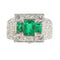 Bague 54 Paire de bagues vintage en platine et argent, émeraudes et diamants 58 Facettes 16281-0017