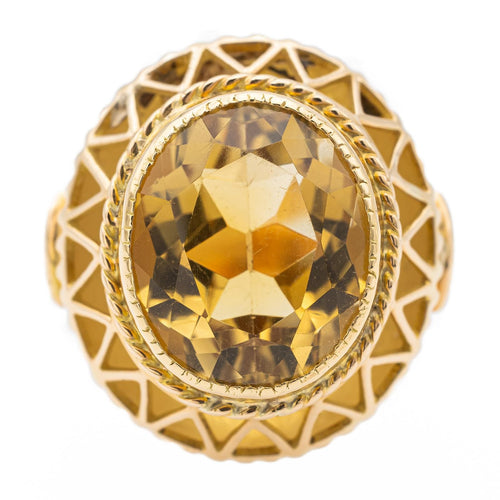 Bague 59 Bague vintage en or jaune 18 carats et citrine 58 Facettes 1628827CN