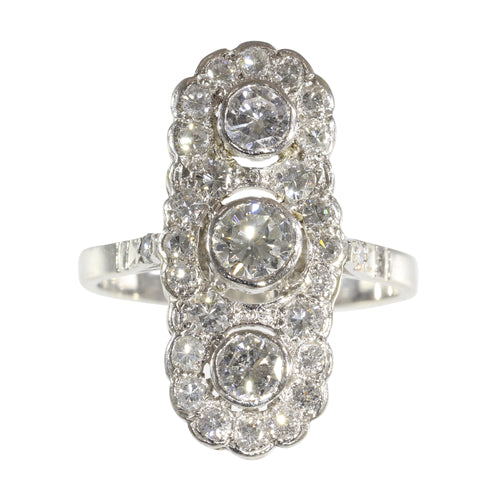 Bague 56 Bague vintage Art déco revival en platine et diamants 58 Facettes 16300-0191