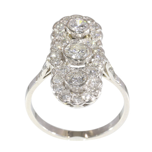 Bague 56 Bague vintage Art déco revival en platine et diamants 58 Facettes 16300-0191