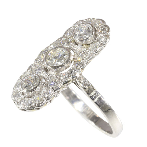 Bague 56 Bague vintage Art déco revival en platine et diamants 58 Facettes 16300-0191