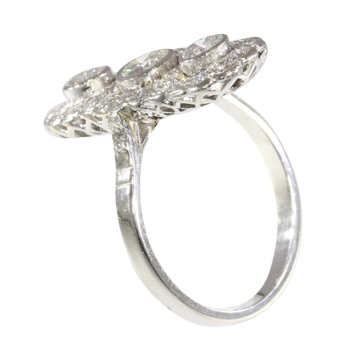 Bague 56 Bague vintage Art déco revival en platine et diamants 58 Facettes 16300-0191