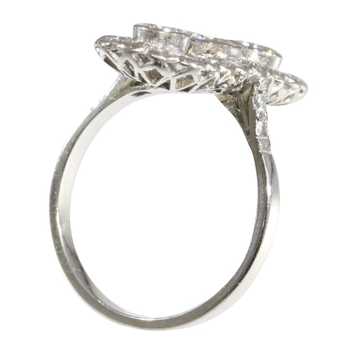 Bague 56 Bague vintage Art déco revival en platine et diamants 58 Facettes 16300-0191