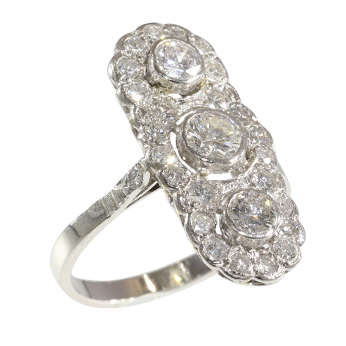 Bague 56 Bague vintage Art déco revival en platine et diamants 58 Facettes 16300-0191