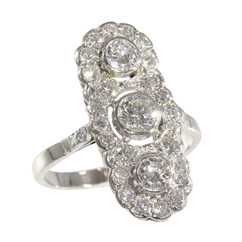 Bague 56 Bague vintage Art déco revival en platine et diamants 58 Facettes 16300-0191