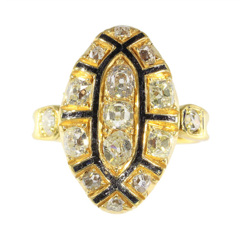 Bague 51 Bague rococo en or jaune 18K et diamants (vers 1750) 58 Facettes 16340-0042