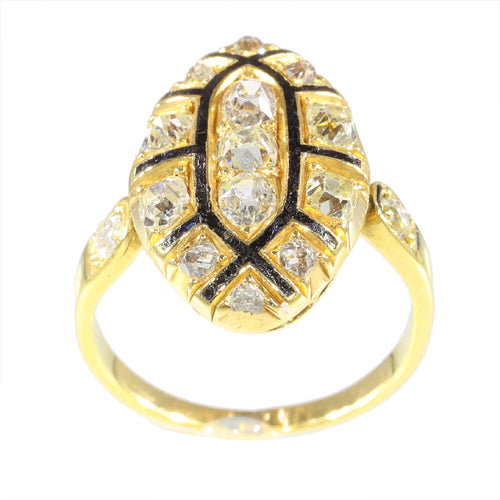 Bague 51 Bague rococo en or jaune 18K et diamants (vers 1750) 58 Facettes 16340-0042