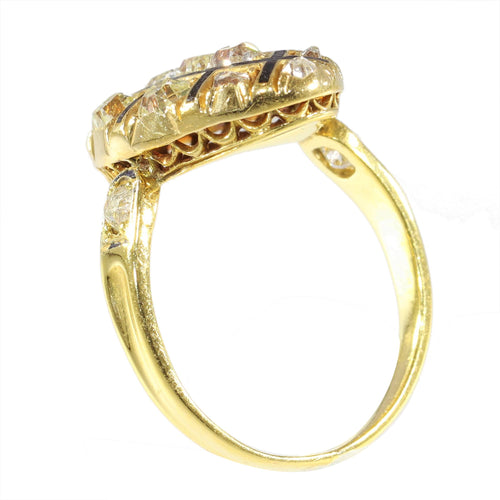 Bague 51 Bague rococo en or jaune 18K et diamants (vers 1750) 58 Facettes 16340-0042