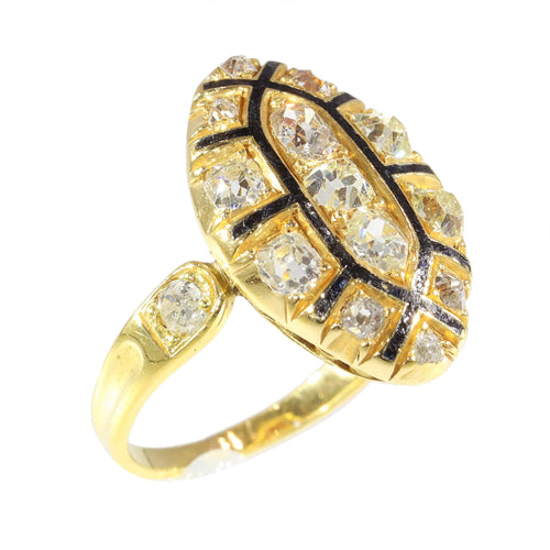 Bague 51 Bague rococo en or jaune 18K et diamants (vers 1750) 58 Facettes 16340-0042