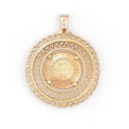 Pendentif Pendentif pièce 20 francs en or jaune 58 Facettes 1637028CN