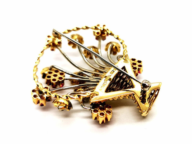 Broche Broche Fleur Or jaune, Or blanc Rubis, Diamant 58 Facettes 1639514CN